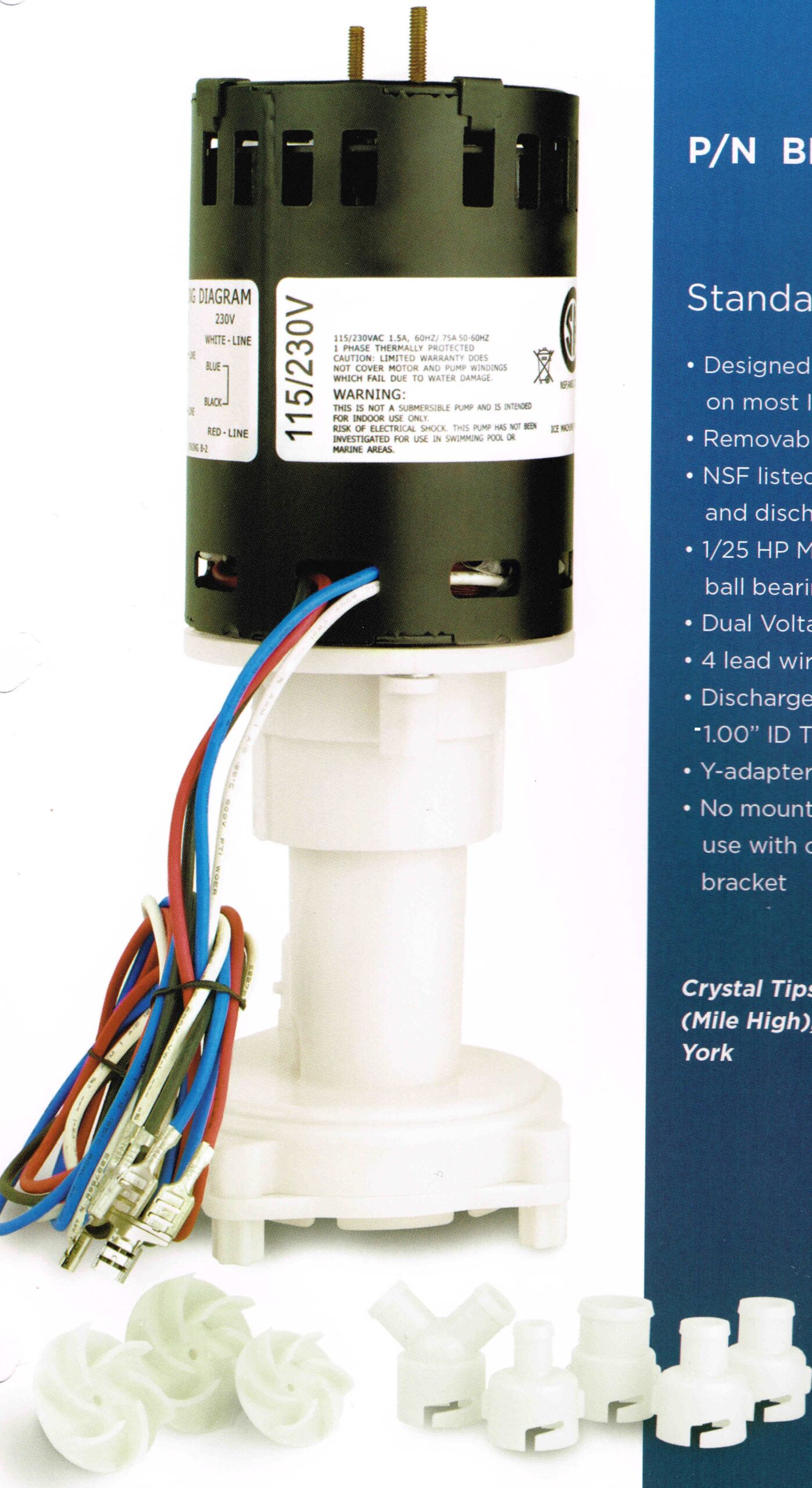 BRPAP1 New Universal Ice Machine Replacement Pump SRVC Electric Motors